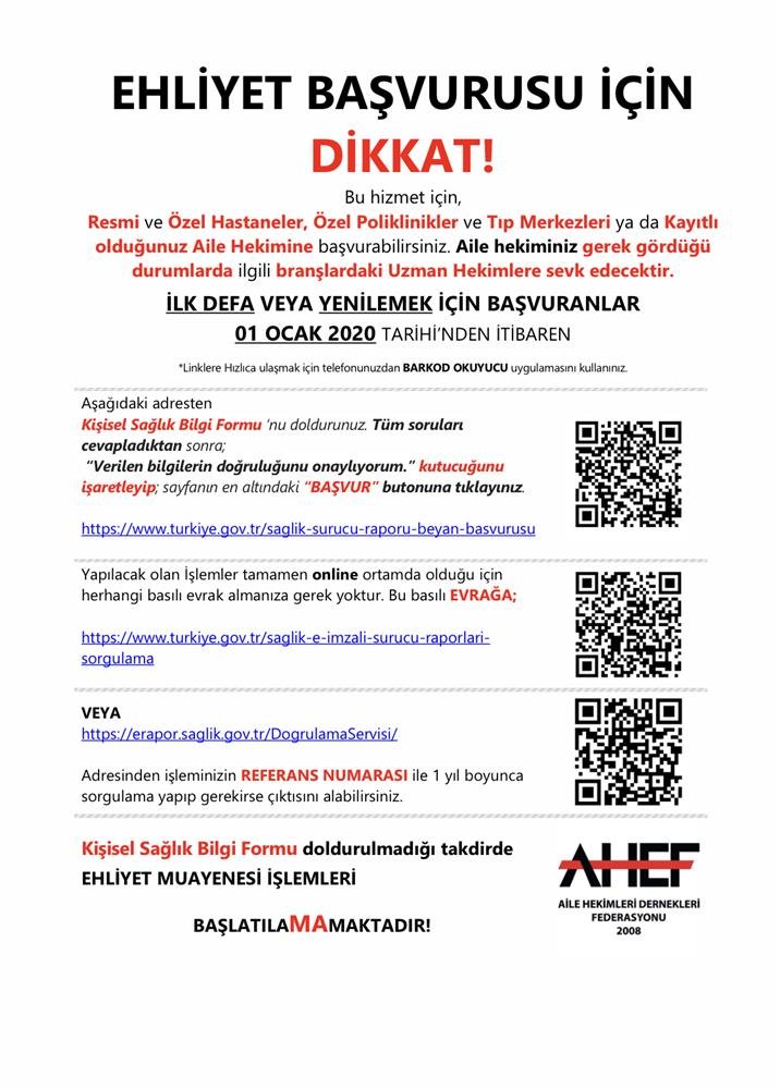 SAĞLIK RAPORU ALMAK İÇİN ASMYE GELMEDEN ÖNCE YAPILMASI GEREKENLER