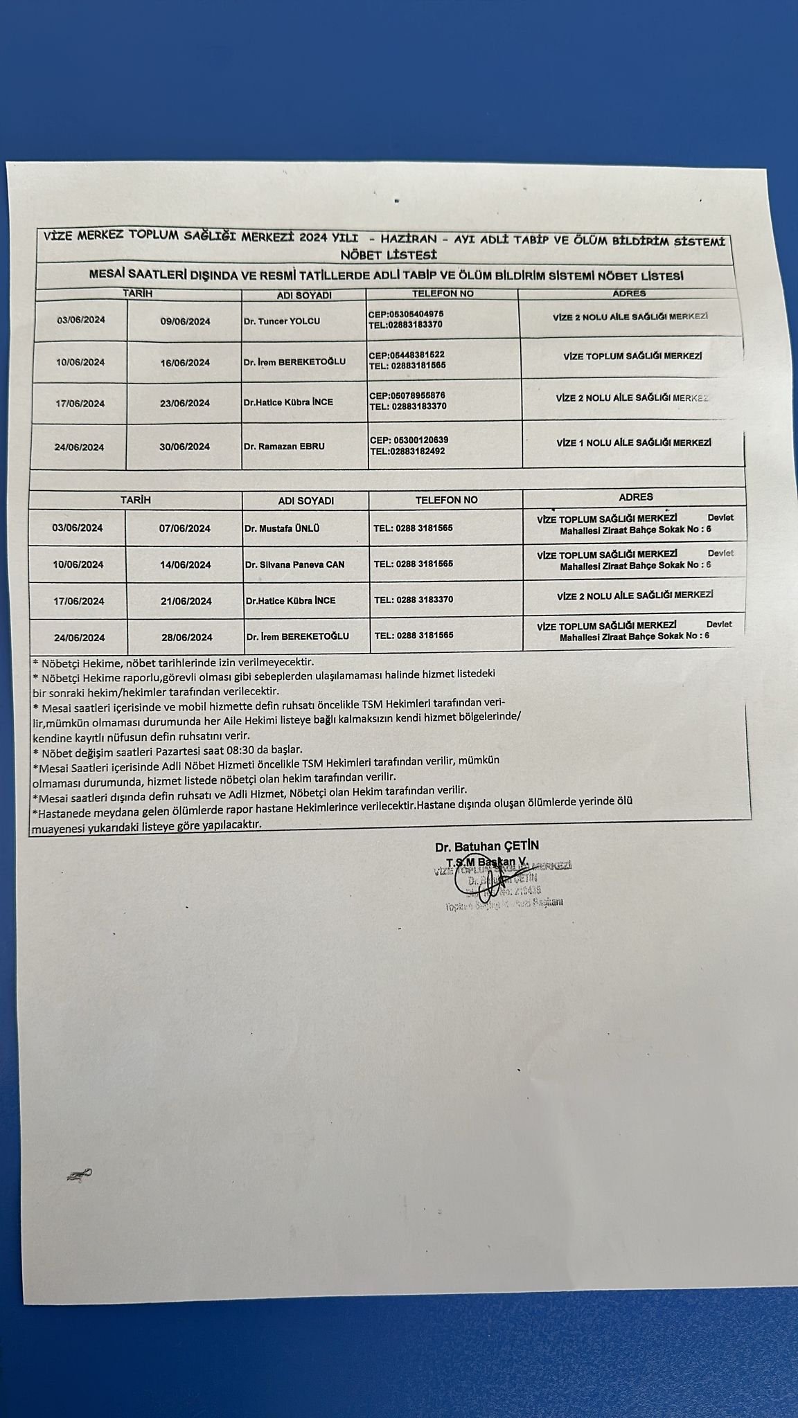 ADLİ NÖBET LİSTESİ HAZİRAN