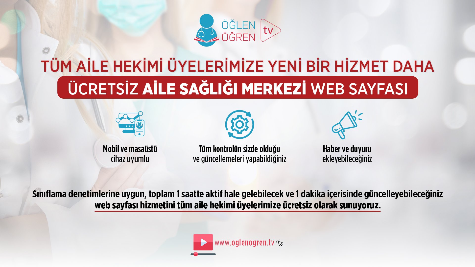 31.10.2023 tarihinde ÖğlenÖğrenTV den Tüm Hekimlere Ücretsiz ASM Websayfası başlıklı programımız Öğlen Öğren TV ekranlarından canlı yayınlanacaktır